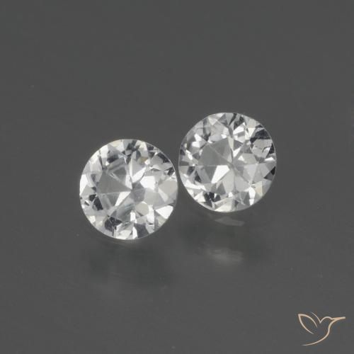 Gemas de Zafiro Blanco claro natural de 0.74 ct, Redondo, VS