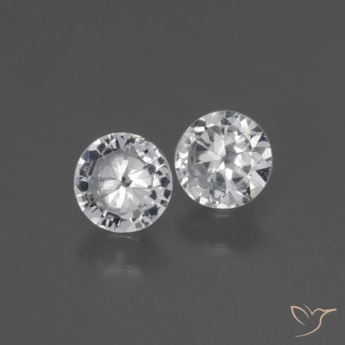 Gemas de Zafiro Blanco claro natural de 0.69 ct, Redondo, VS