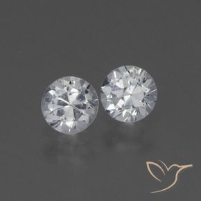 Gemas de Zafiro Blanco natural de 0.83 ct, Redondo, VVS-VS
