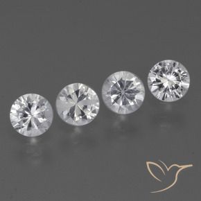 Gemas de Zafiro Blanco claro natural de 1.42 ct, Redondo, VS