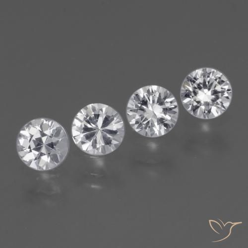 Gemas de Zafiro Blanco claro natural de 1.50 ct, Redondo, VVS-VS
