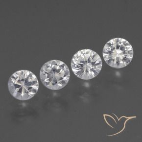 Gemas de Zafiro Blanco natural de 1.74 ct, Redondo, VVS-VS