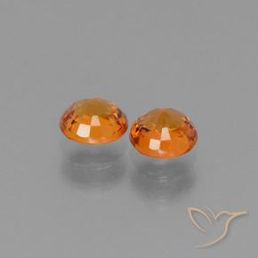 Gemas de Zafiro Naranja oscuro medio natural de 1.32 ct, Redondo, VS