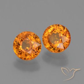 Gemas de Zafiro Naranja oscuro natural de 1.33 ct, Redondo, VS