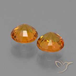 Gemas de Zafiro Naranja oscuro natural de 1.33 ct, Redondo, VS