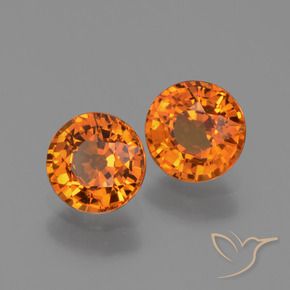 Gemas de Zafiro Naranja oscuro medio natural de 1.39 ct, Redondo, VS