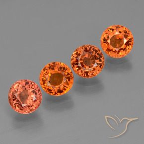 Gemas de Zafiro Naranja fuego natural de 2.98 ct, Redondo, VVS-VS