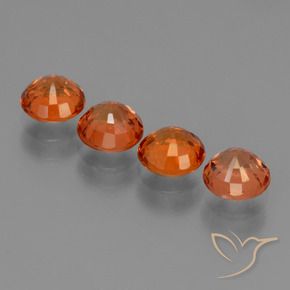 Gemas de Zafiro Naranja fuego natural de 2.98 ct, Redondo, VVS-VS