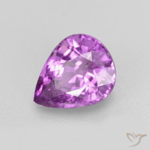 Zafiro Púrpura medio natural de 0.98 ct, En forma de pera, VS