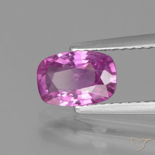 Zafiro Púrpura rosado natural de 1.31 ct, Forma Cojín, VS
