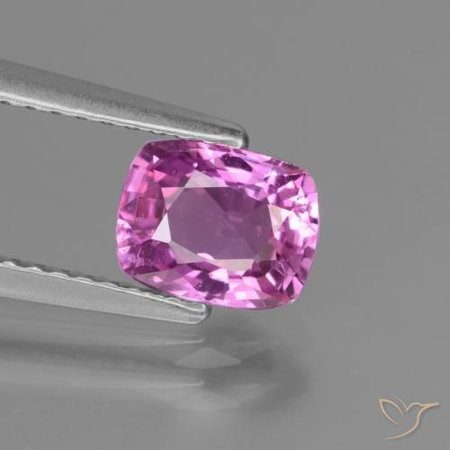 1.22ct Natural Púrpura rosáceo intenso Zafiro, Forma Cojín, VS
