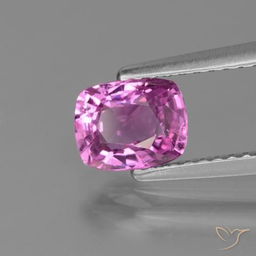 Zafiro Púrpura rosáceo intenso natural de 1.22 ct, Forma Cojín, VS