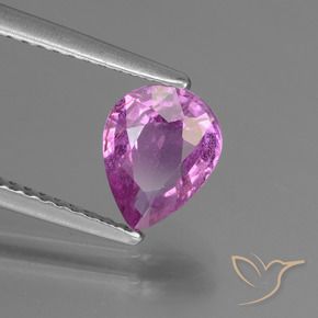 Zafiro Púrpura medio natural de 1.32 ct, En forma de pera, VS-SI