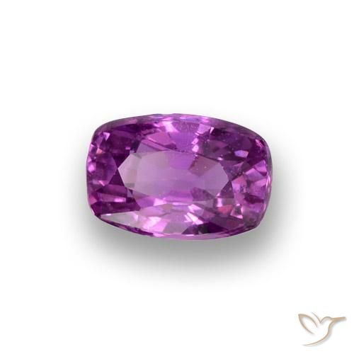 Zafiro Púrpura oscuro medio natural de 0.91 ct, Forma Cojín, VS