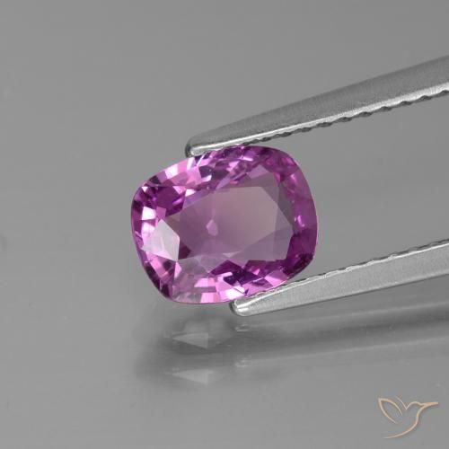 Zafiro Púrpura rosáceo intenso natural de 1.45 ct, Forma Cojín, VS
