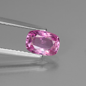 Zafiro rosado medio natural de 1,22 ct, corte cojín, VS