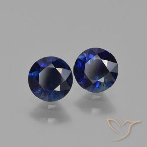 Gemas de Zafiro Azul marino natural de 1.20 ct, Redondo, VS