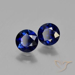 Gemas de Zafiro Azul marino natural de 1.22 ct, Redondo, VS