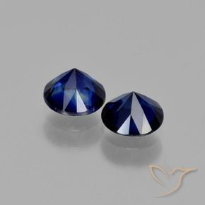 Gemas de Zafiro Azul marino natural de 1.22 ct, Redondo, VS
