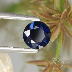 Zafiro Azul marino natural de 0.62 ct, Redondo, VS