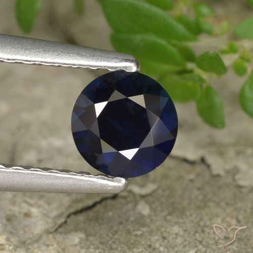 0.56ct Natural Azul oscuro Zafiro, Redondo, VS