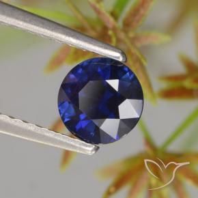 Zafiro Azul oscuro natural de 0.66 ct, Redondo, VS
