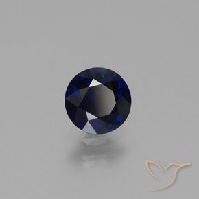 Zafiro Azul oscuro natural de 0.73 ct, Redondo, VVS-VS