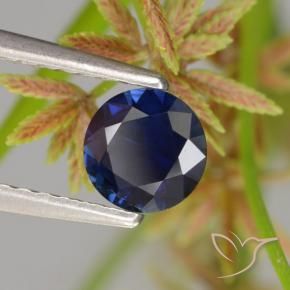 Zafiro Azul crepúsculo natural de 0.58 ct, Redondo, VVS