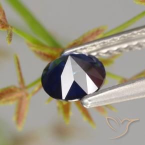 Zafiro Azul crepúsculo natural de 0.58 ct, Redondo, VVS