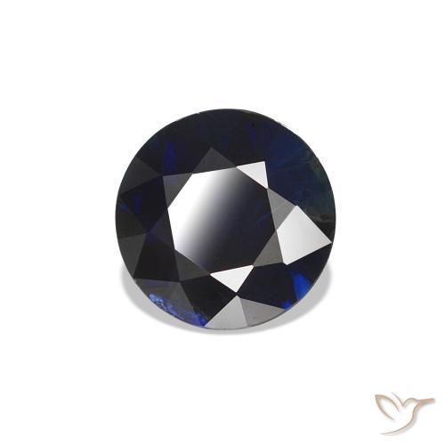 Zafiro Azul noche natural de 0.79 ct, Redondo, VVS