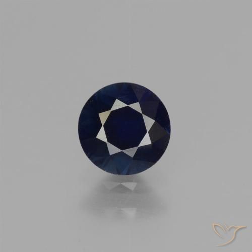 0.68ct Natural Azul oscuro Zafiro, Redondo, VVS