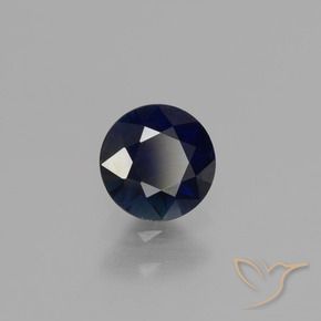 Zafiro Azul oscuro natural de 0.68 ct, Redondo, VVS