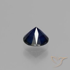 Zafiro Azul oscuro natural de 0.68 ct, Redondo, VVS