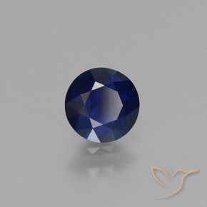 Zafiro Azul marino natural de 0.62 ct, Redondo, VVS