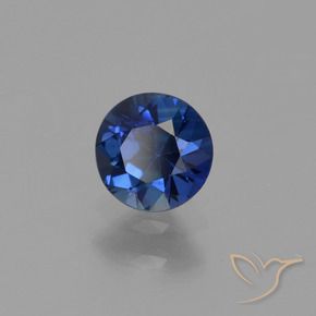Zafiro Azul marino natural de 0.56 ct, Redondo, VS