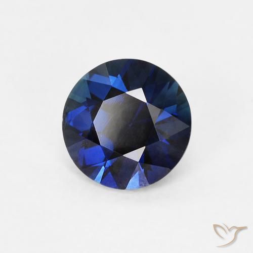 Zafiro Azul crepúsculo natural de 0.63 ct, Redondo, VS