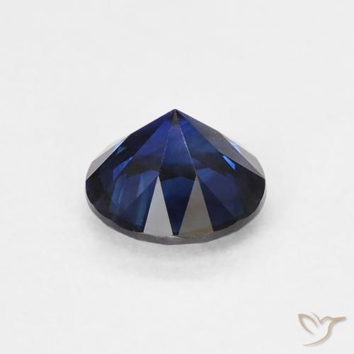 Zafiro Azul crepúsculo natural de 0.63 ct, Redondo, VS