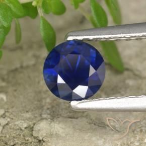Zafiro Azul marino natural de 0.60 ct, Redondo, VS
