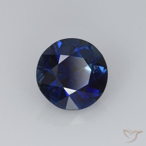 Zafiro Azul crepúsculo natural de 0.76 ct, Redondo, VS