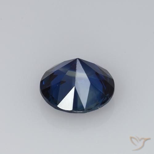 Zafiro Azul crepúsculo natural de 0.76 ct, Redondo, VS