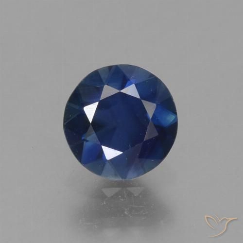 0.77ct Natural Azul oscuro Zafiro, Redondo, VS