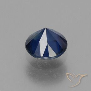 Zafiro Azul oscuro natural de 0.77 ct, Redondo, VS