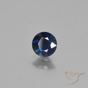 Zafiro Azul oscuro natural de 0.65 ct, Redondo, VS