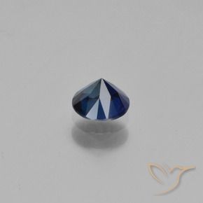 Zafiro Azul oscuro natural de 0.65 ct, Redondo, VS