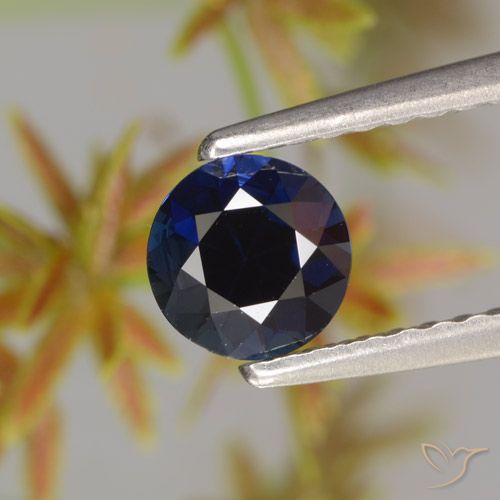 0.59ct Natural Azul oscuro Zafiro, Redondo, VVS