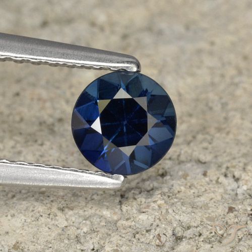 0.64ct Natural Azul marino Zafiro, Redondo, VS