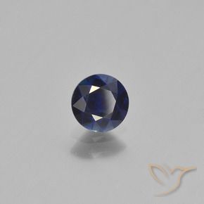 Zafiro Azul oscuro natural de 0.66 ct, Redondo, VS