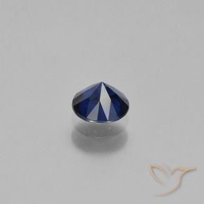 Zafiro Azul oscuro natural de 0.66 ct, Redondo, VS
