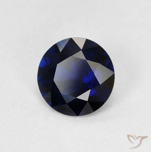 Zafiro Azul crepúsculo natural de 0.75 ct, Redondo, VVS-VS
