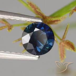 Zafiro Azul marino natural de 0.66 ct, Redondo, VVS